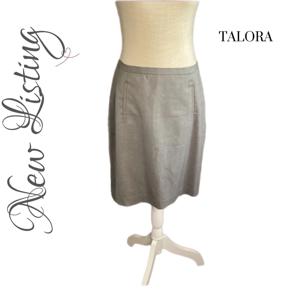 Talora Gray 95% Wool Skirt Size 4 Lined Back Zipper Italian-Made